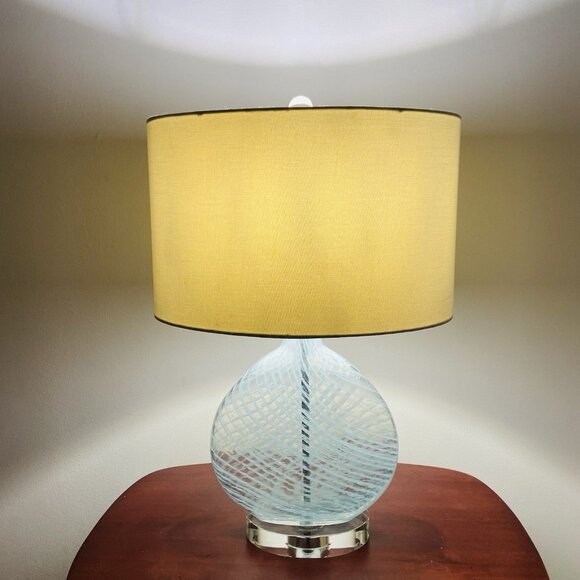 Uttermost Aquata Table Lamp Blue Swirl Art Glass 23” Large Coastal Modern - Picture 2 of 9
